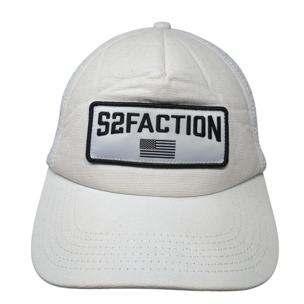 S2faction Patch Snapback Trucker Hat White One Size Mesh Back Outdoor